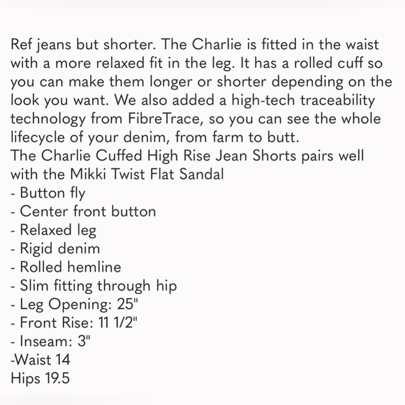 Reformation Charlie High Waisted Denim Shorts with rolled cuff, size 28 - Picture 7 of 8